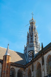 Tower of the Gothic cathedral Sint-Bavokerk