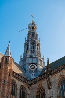 Tower of the Gothic cathedral Sint-Bavokerk