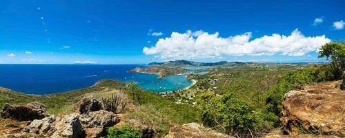 View from Shirley Heights to English Harbour and Windward Bay