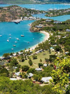 View from Shirley Heights to English Harbour and Windward Bay