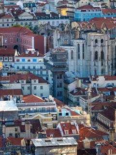City view with elevator Elevador de Santa Justa