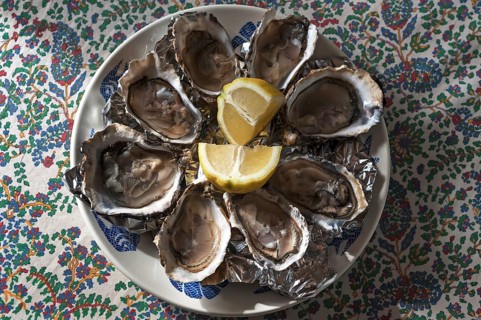 Fresh oysters with lemon