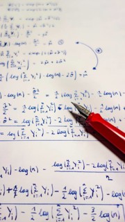 Fountain pen on lecture notes and exercises