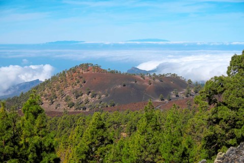 View from Mirador de Chio on volcanic landscape