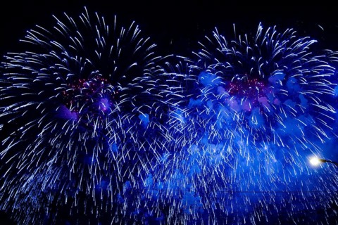 Fireworks in blue