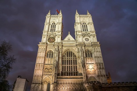 Westminster Abbey at dusk