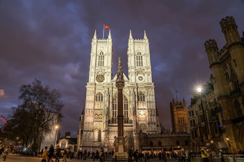 Westminster Abbey at dusk