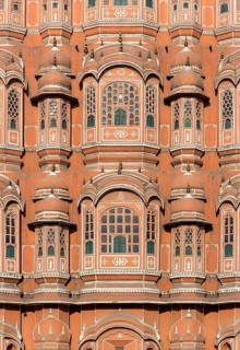 Close-up of facade of Hawa Mahal