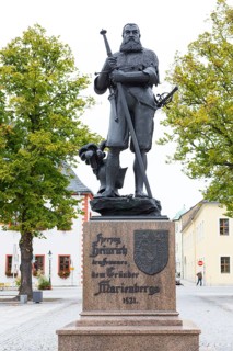 Duke Heinrich memorial on the town hall in Marienberg