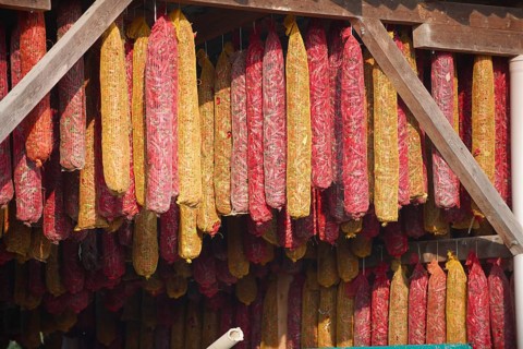 Hungarian paprika (Capsicum annuum) being dried