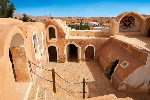 Northern Sahara mud brick Berber ghorfas