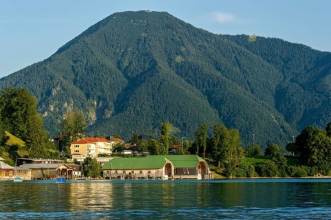 Tegernsee with boathouses