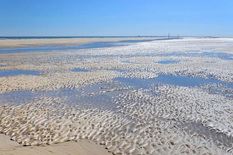 Sandy beach at draining water