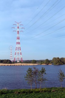 High voltage line Elbe crossing across the Elbe