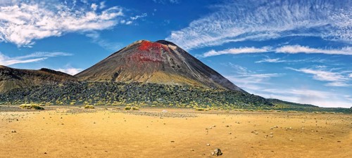 Volcanic landscape with the volcano Mt Ngauruhoe