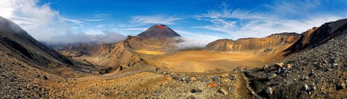 Panoramic view of the volcano Mt Ngauruhoe