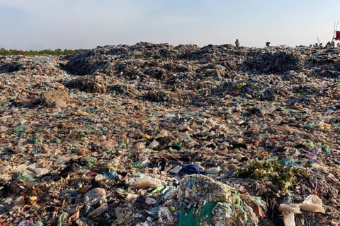 Garbage dump with plastic garbage