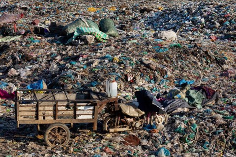 Garbage dump with plastic garbage
