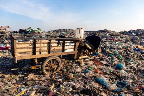Garbage dump with plastic garbage