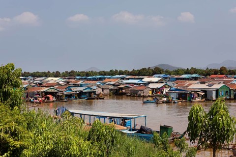 Floating villages with stilt houses