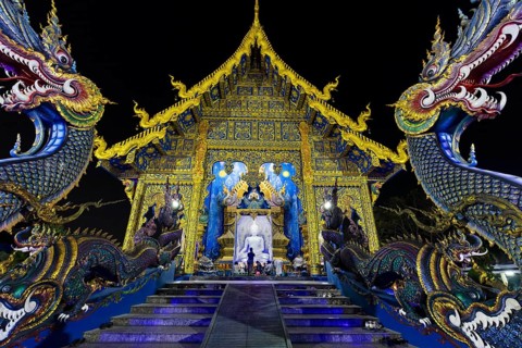 Naga Figures at the entrance of Wat Rong Seur Ten