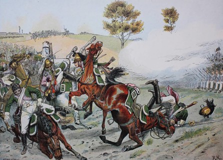The Prussian Grenadier Battalion Prince August defends itself near the city of Prenzlau