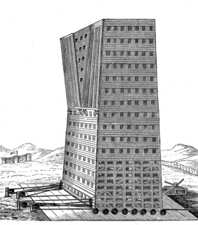 Siege tower or breaching tower or siege engine from the time of the second crusade