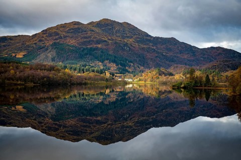 Reflection in Loch Katrine with Highlands