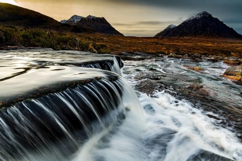 River Etive in foreground with summit of Stob Dearg in background