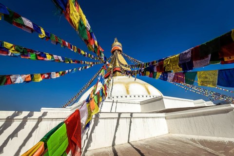 Prayer flags at Boudhanath Stupa