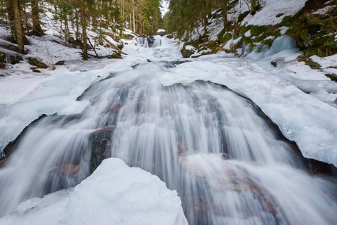 Frozen waterfall in winter