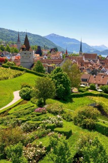 Town view with Capuchin tower and church