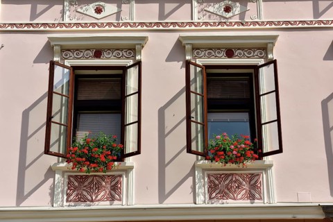 House facade with windows