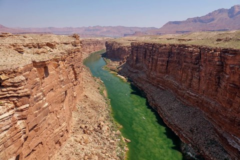 Colorado River with rafts