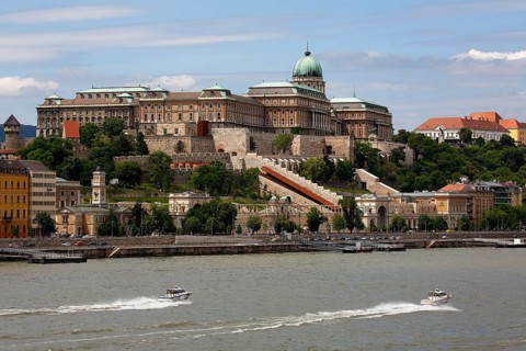 Castle palace at the Danube seen from the Pest district