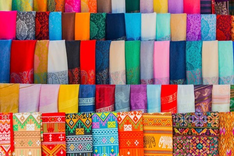Strung colorful fabrics