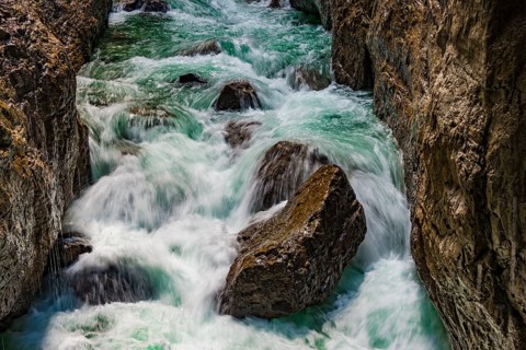 Torrential mountain river Partnach in the Partnach Gorge