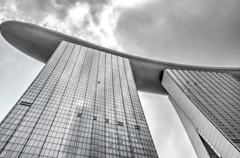 Futuristic Marina Bay Sands Hotel by architect Moshe Safdie