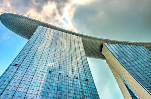 Futuristic Marina Bay Sands Hotel by architect Moshe Safdie