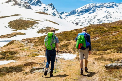 Two hikers on trail