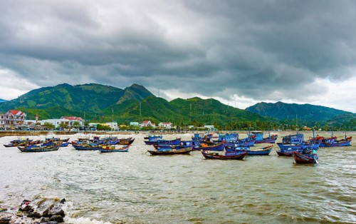 Blue fishing boats