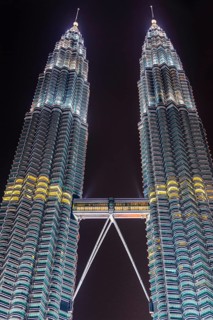 Lit Petronas Towers at night