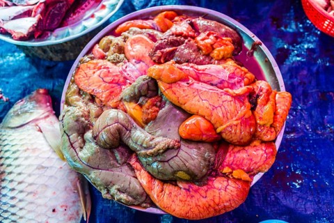 Animal offal at market