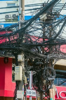 Chaotic bundle of power and telephone lines