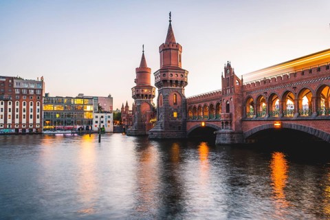 Oberbaum Bridge with underground between Kreuzberg and Friedrichshain