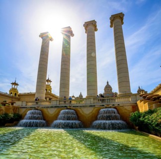 Water features in front of the Palau Nacional de Montjuic