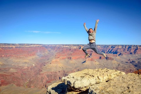 Young man jumping