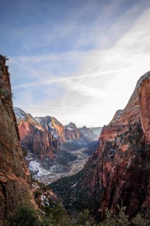 View from Angels Landing into Zion Canyon with Virgin River