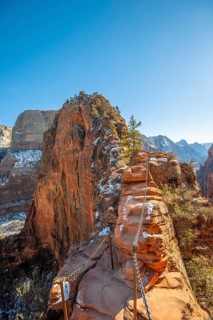 Secured hiking trail to Angels Landing