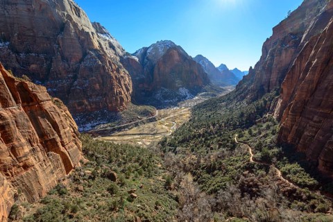 View from Angels Landing Trail to Zion Canyon